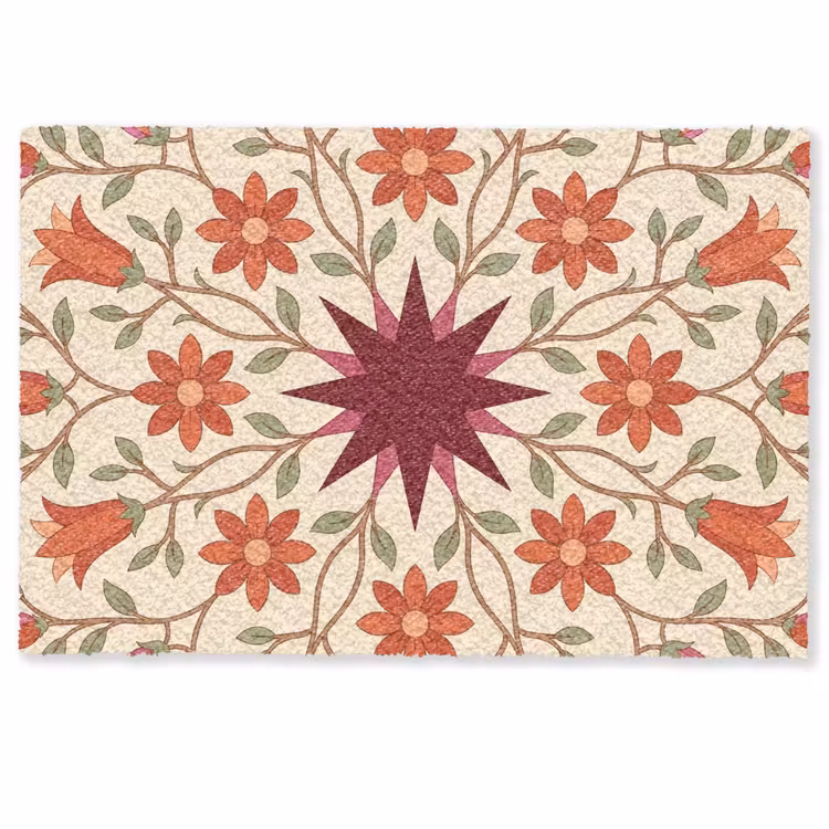Bloemen - Mandala - Decoratief - Rood Deurmat klein -zkaufland3d