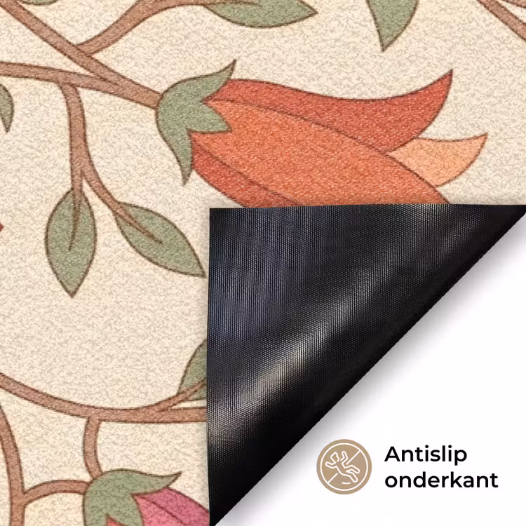 Bloemen - Mandala - Decoratief - Rood Deurmat klein -antislip_NL