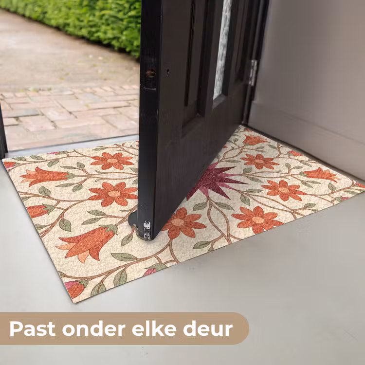 Bloemen - Mandala - Decoratief - Rood Deurmat klein -USP_NL