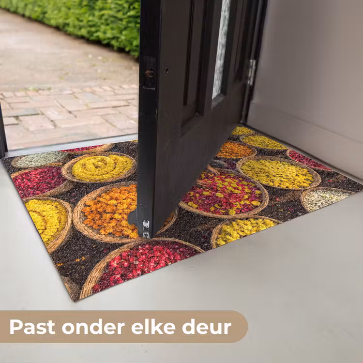 Deurmat - Bloemen - Markt - Kleurrijk - Bloemen - Markt - Kleurrijk Deurmat klein