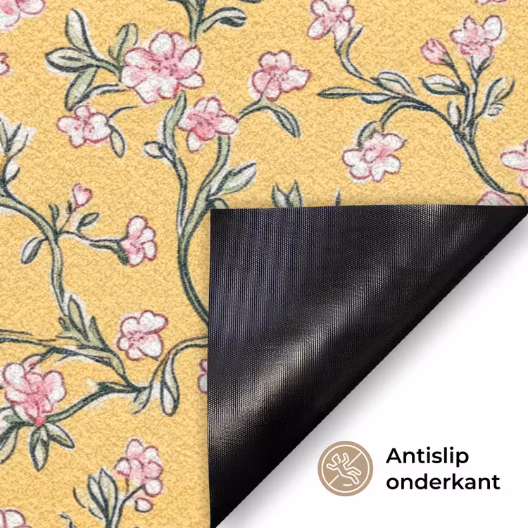 Bloemen - Motief - Geel Deurmat klein 898 -antislip_NL