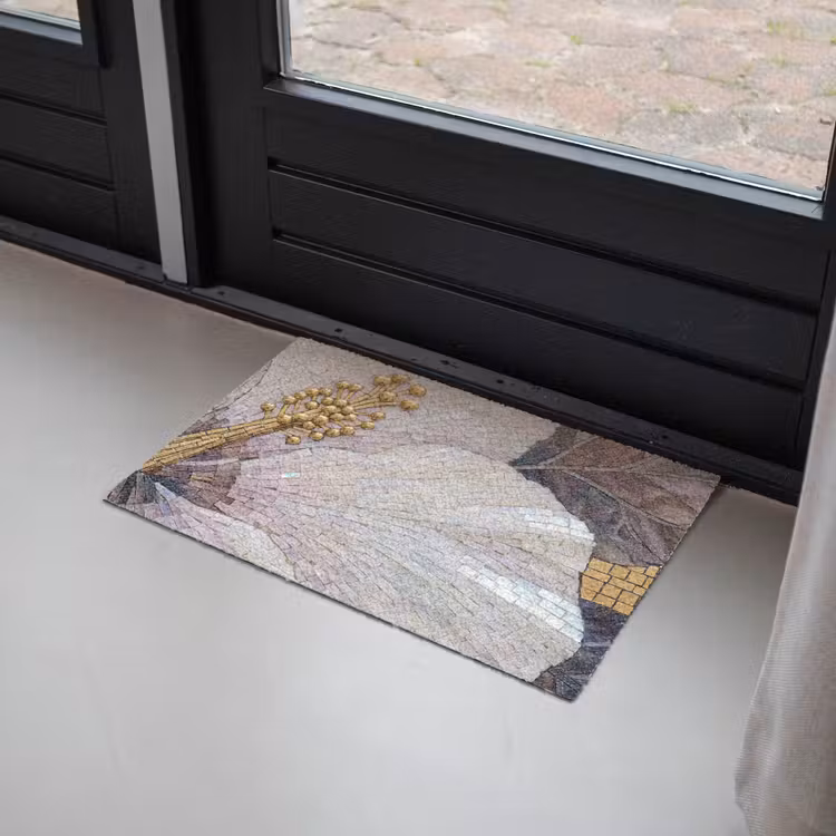 Bloemen - Mozaïek - Kunst - Modern - Goud Deurmat klein -sfeer2