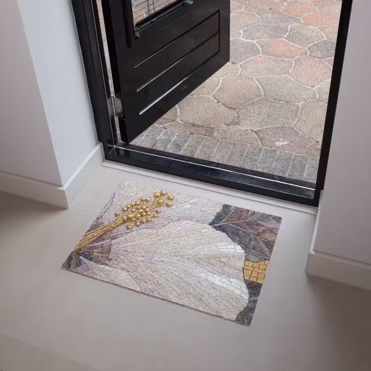 Bloemen - Mozaïek - Kunst - Modern - Goud Deurmat klein -sfeer5
