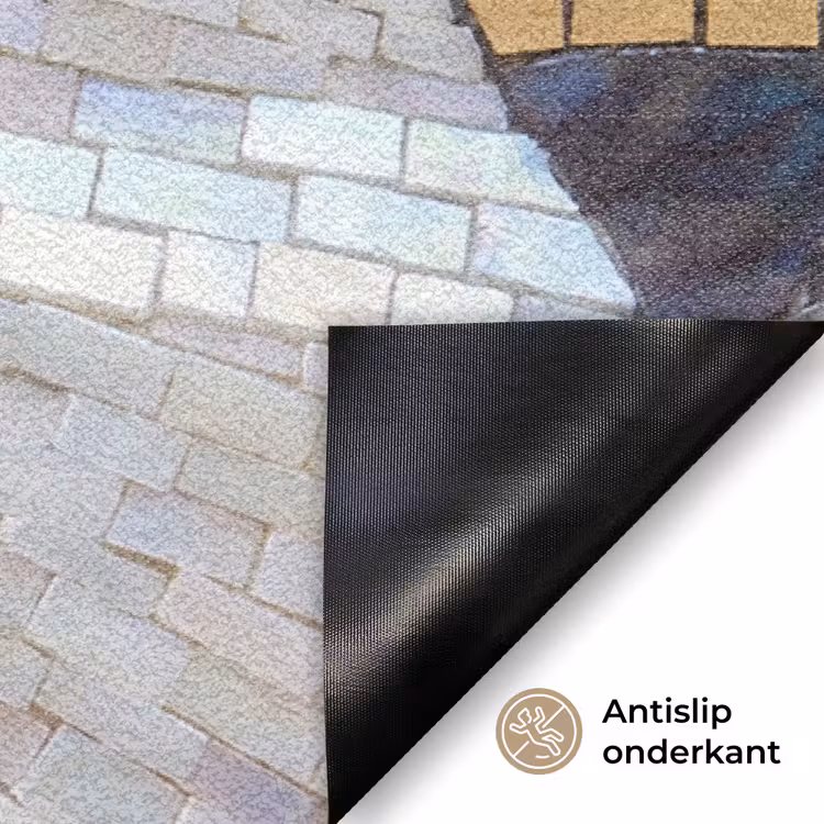 Bloemen - Mozaïek - Kunst - Modern - Goud Deurmat klein -antislip_NL