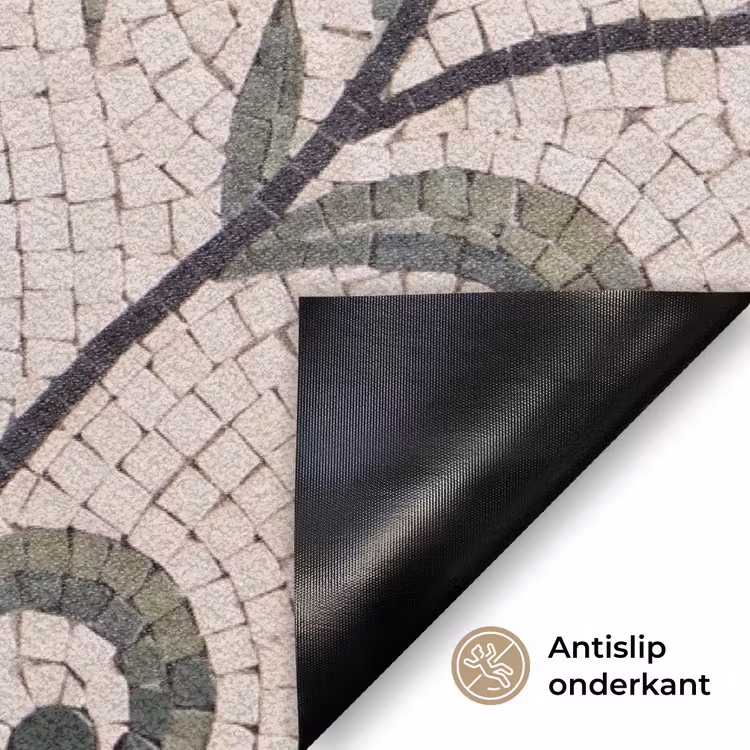 Bloemen - Mozaïek - Patroon - Abstract - Groen Deurmat klein -antislip_NL