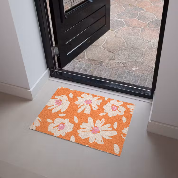 Bloemen - Oranje - Beige - Roze - Abstract Deurmat klein -sfeer5