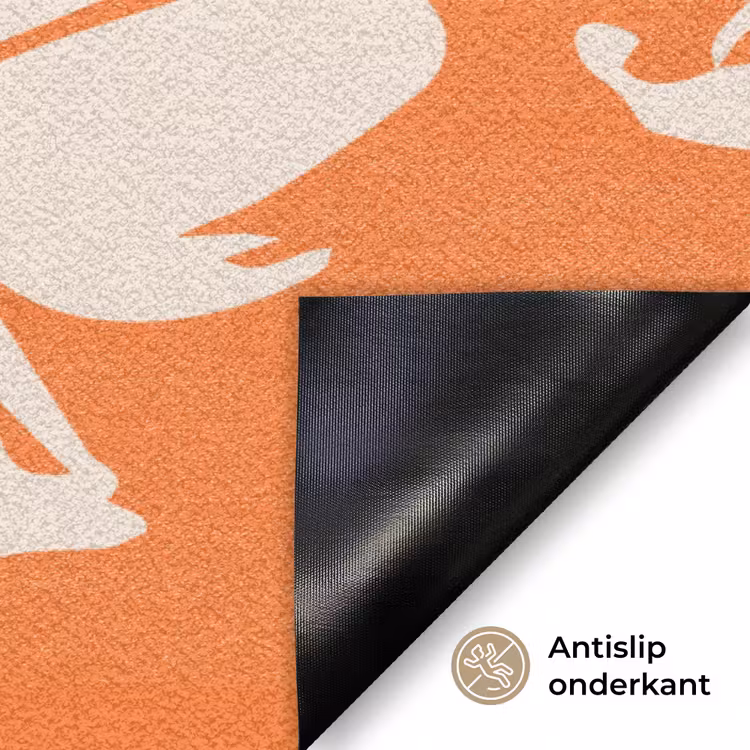 Bloemen - Oranje - Beige - Roze - Abstract Deurmat klein -antislip_NL
