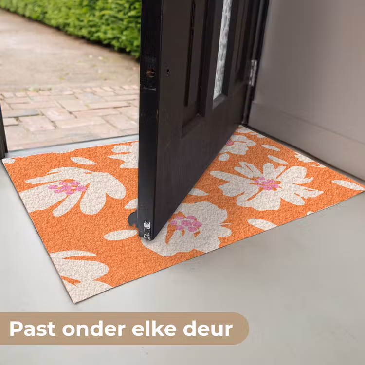 Bloemen - Oranje - Beige - Roze - Abstract Deurmat klein -USP_NL