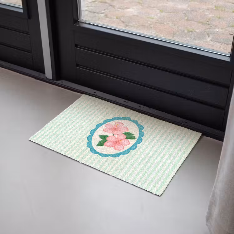 Bloemen - Ovaal - Strepen - Groen Deurmat klein -sfeer2