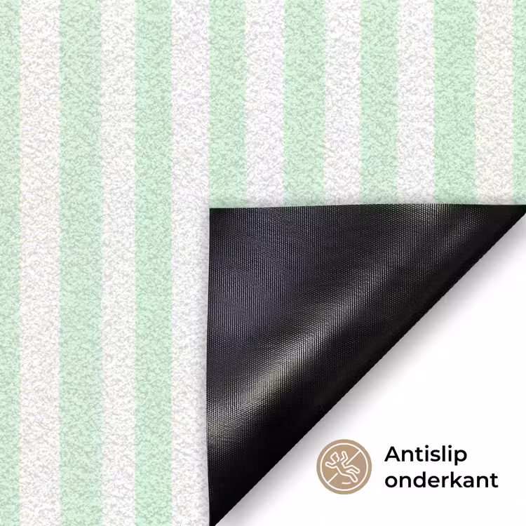 Bloemen - Ovaal - Strepen - Groen Deurmat klein -antislip_NL