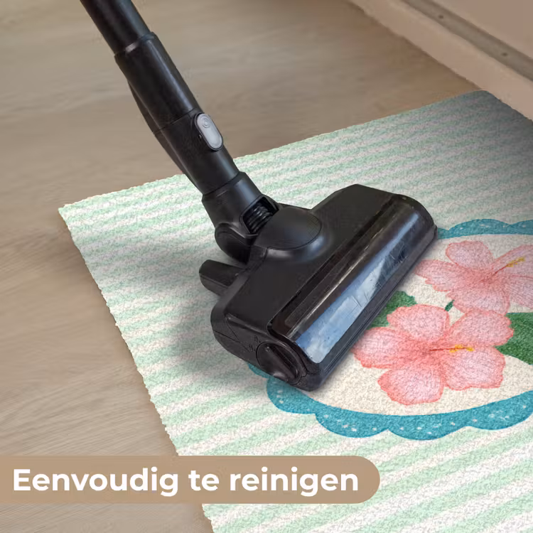 Bloemen - Ovaal - Strepen - Groen Deurmat klein -reinigen_NL