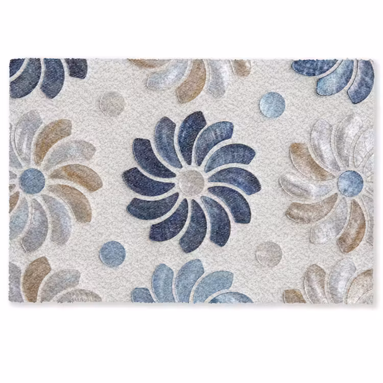 Bloemen - Parelmoer - Abstract - Patroon - Blauw Deurmat klein -zkaufland3d