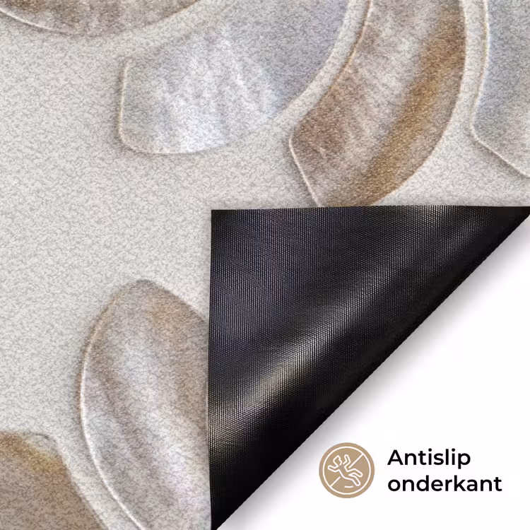 Bloemen - Parelmoer - Abstract - Patroon - Blauw Deurmat klein -antislip_NL