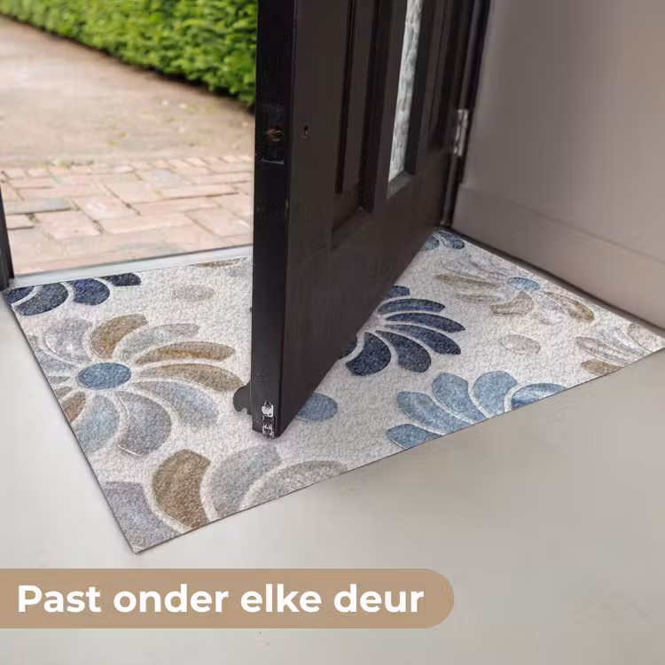 Bloemen - Parelmoer - Abstract - Patroon - Blauw Deurmat klein -USP_NL