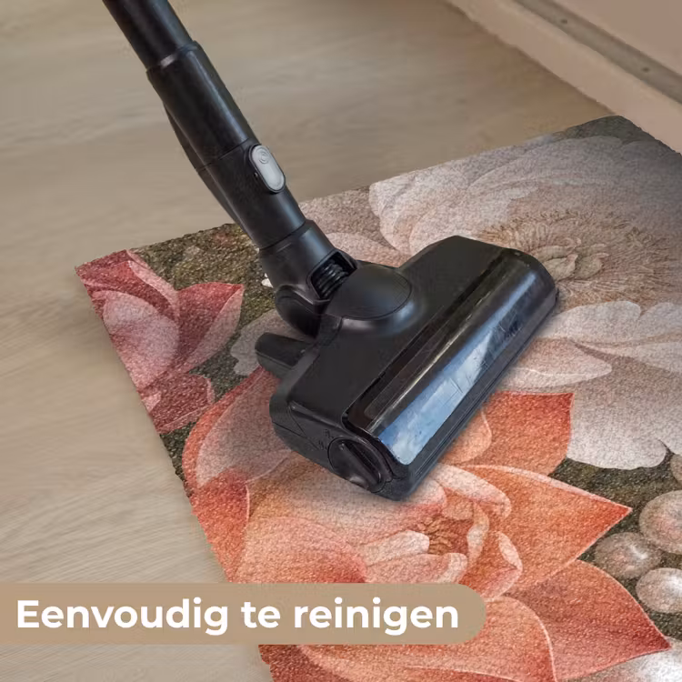 Bloemen - Parels - Elegant - Roze - Wit Deurmat klein -reinigen_NL