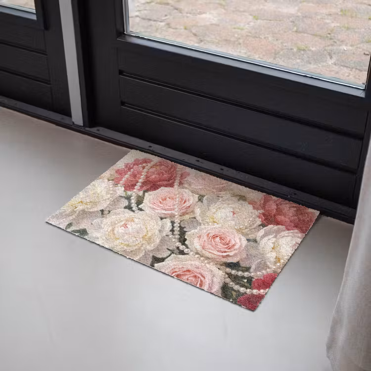 Bloemen - Parels - Romantiek - Klassiek - Roze Deurmat klein -sfeer2