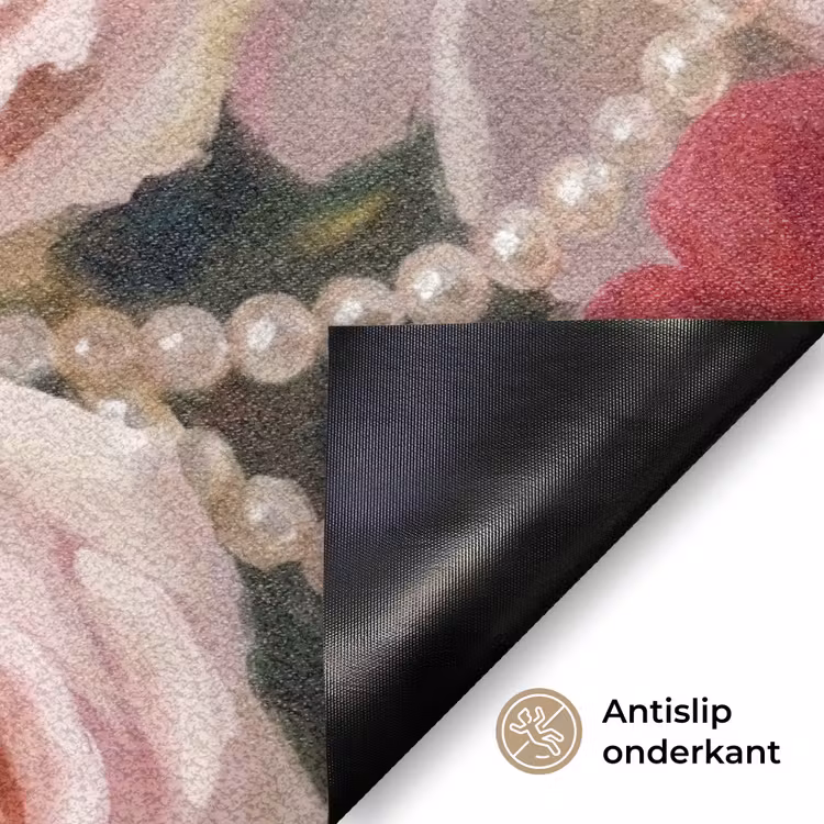 Bloemen - Parels - Romantiek - Klassiek - Roze Deurmat klein -antislip_NL