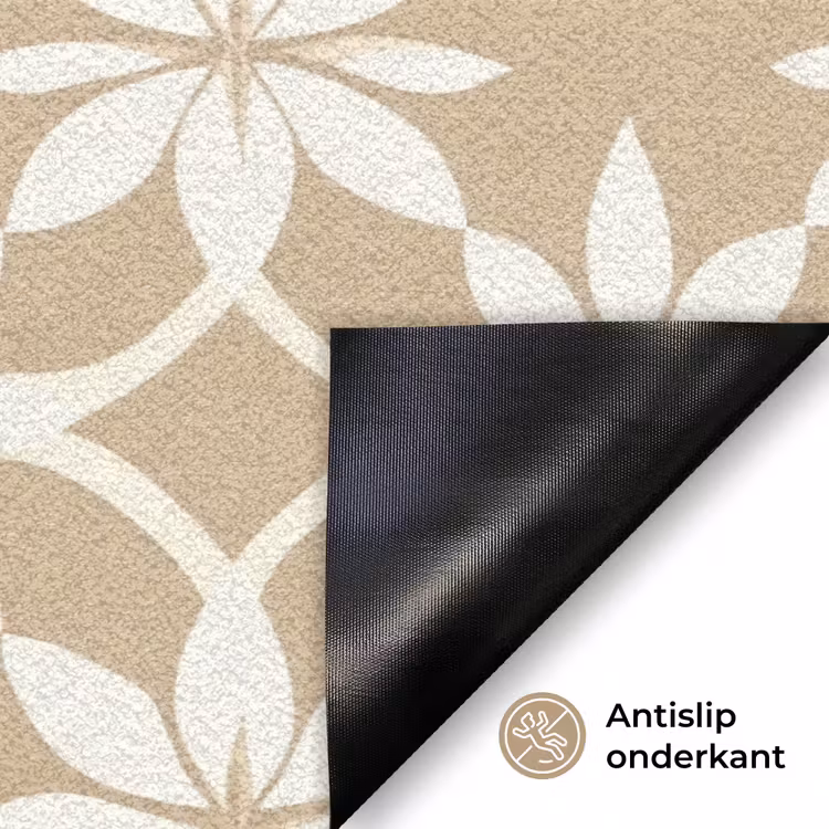 Bloemen - Patroon - Beige Deurmat klein 898 -antislip_NL