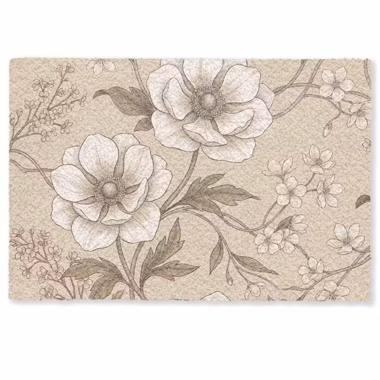 Bloemen - Patroon - Beige Deurmat klein -zkaufland3d