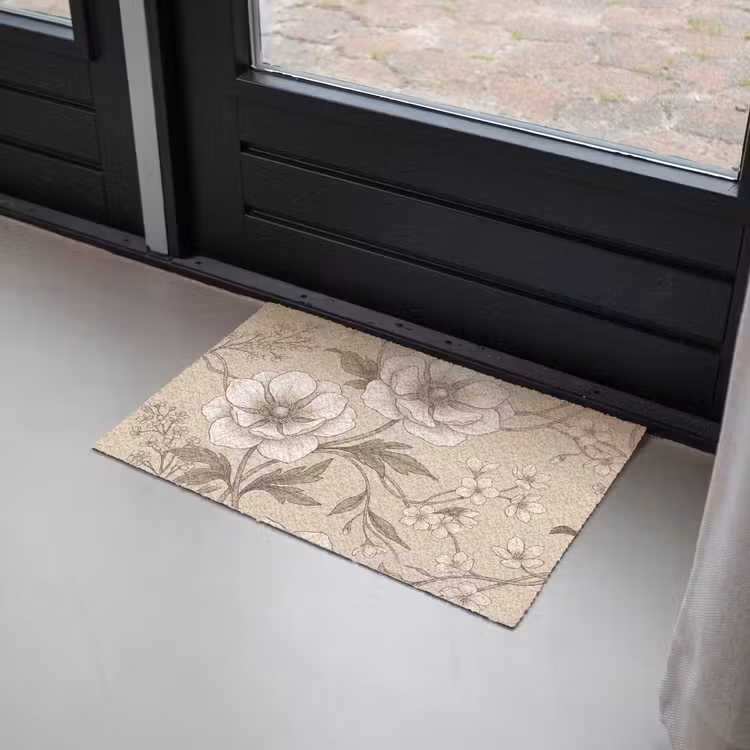 Bloemen - Patroon - Beige Deurmat klein -sfeer2