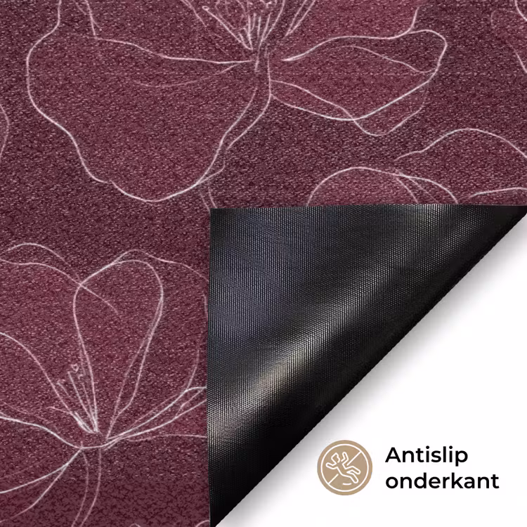 Bloemen - Patroon - Bordeauxrood Deurmat klein 898 -antislip_NL