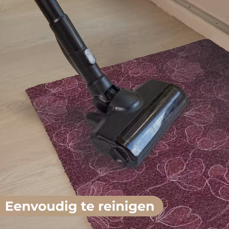 Bloemen - Patroon - Bordeauxrood Deurmat klein 898 -reinigen_NL