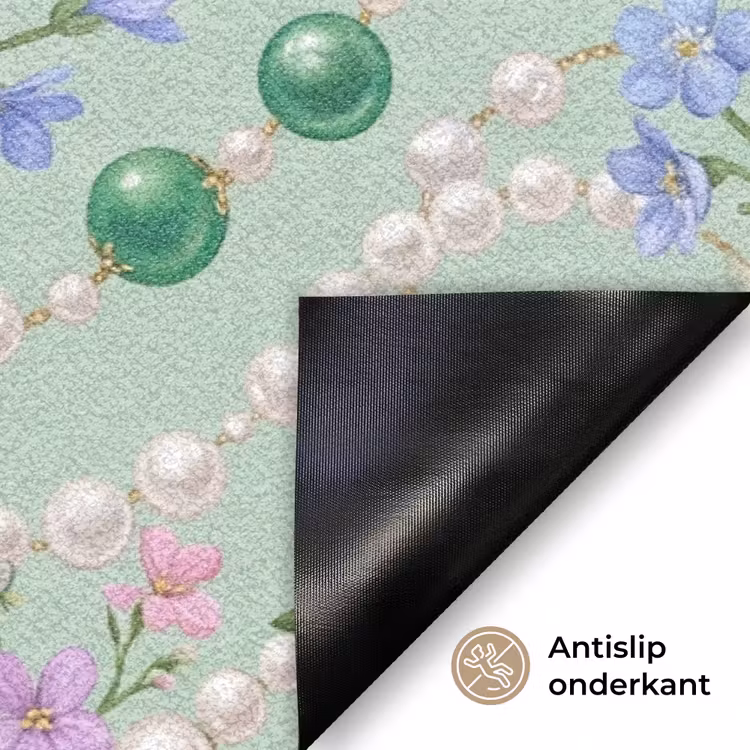Bloemen - Patroon - Botanisch - Groen Deurmat klein -antislip_NL