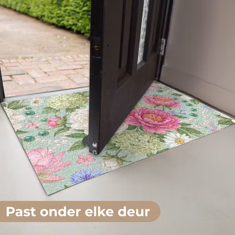 Bloemen - Patroon - Botanisch - Groen Deurmat klein -USP_NL