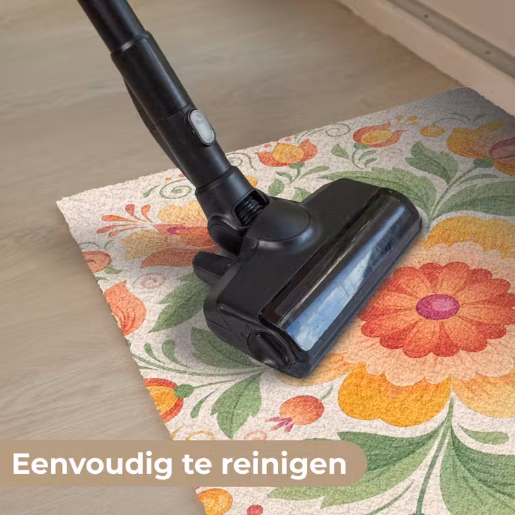 Bloemen - Patroon - Decoratief - Oranje Deurmat klein -reinigen_NL