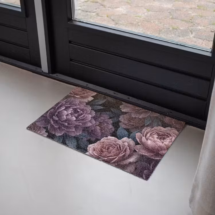 Bloemen - Patroon - Donker - Botanisch - Paars Deurmat klein -sfeer2