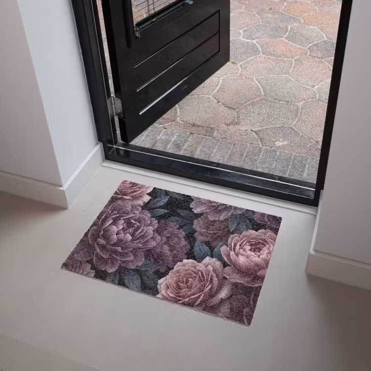 Bloemen - Patroon - Donker - Botanisch - Paars Deurmat klein -sfeer5