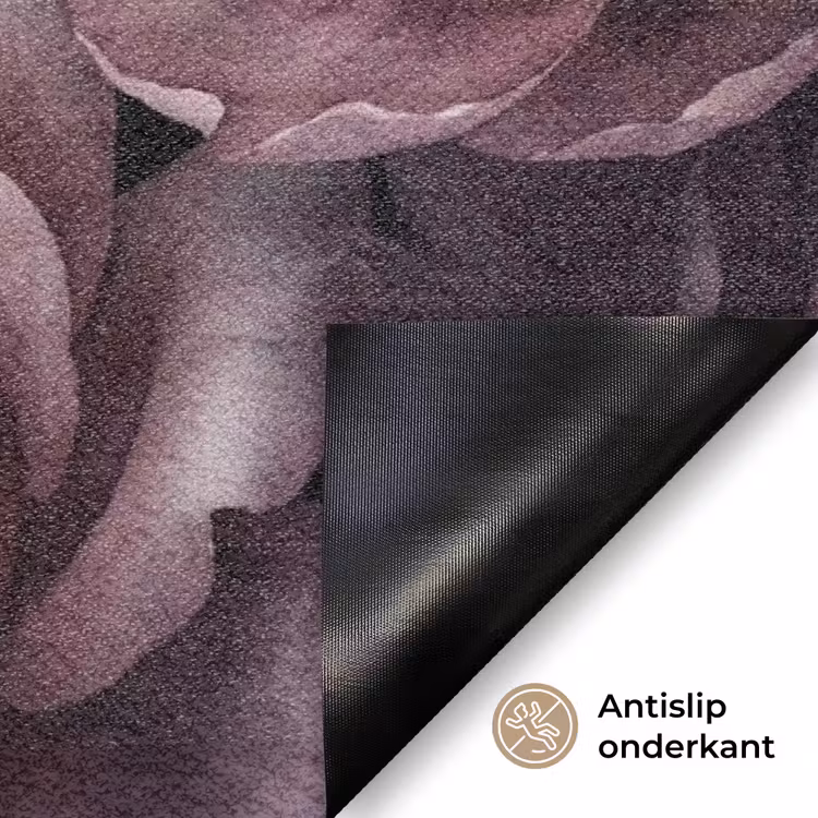 Bloemen - Patroon - Donker - Botanisch - Paars Deurmat klein -antislip_NL