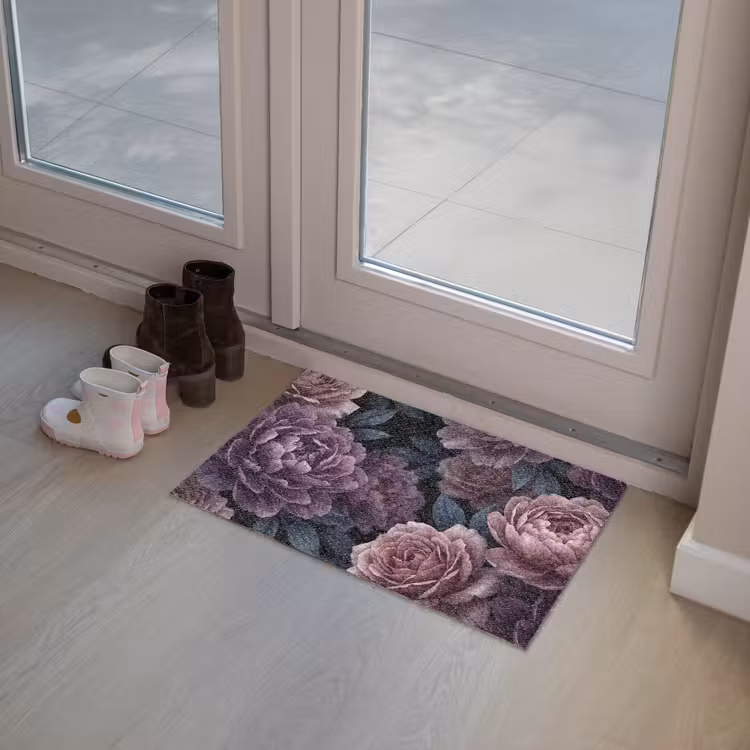 Bloemen - Patroon - Donker - Botanisch - Paars Deurmat klein -sfeer3