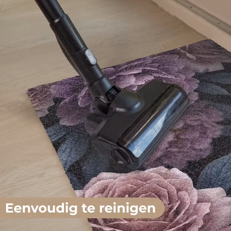 Bloemen - Patroon - Donker - Botanisch - Paars Deurmat klein -reinigen_NL