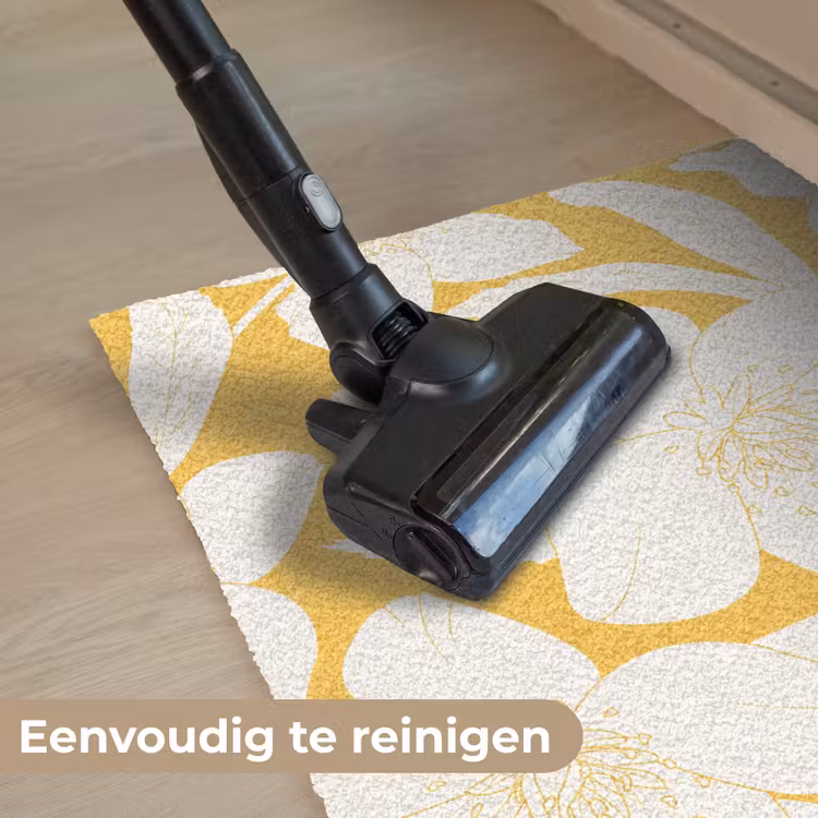 Bloemen - Patroon - Geel - Wit Deurmat klein -reinigen_NL