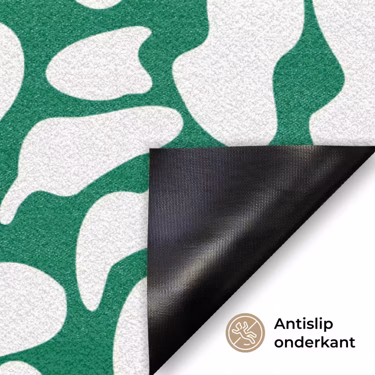 Bloemen patroon - Groen - Wit - Print Deurmat klein -antislip_NL