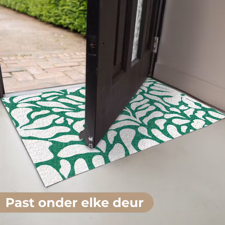 Bloemen patroon - Groen - Wit - Print Deurmat klein -USP_NL