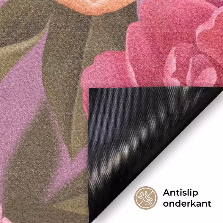 Bloemen - Patroon - Illustratie - Roze Deurmat klein -antislip_NL