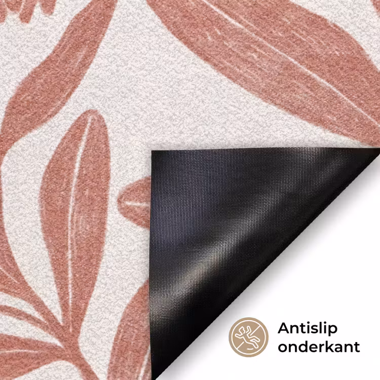 Bloemen - Patroon - Modern - Natuur - Bruin Deurmat klein -antislip_NL