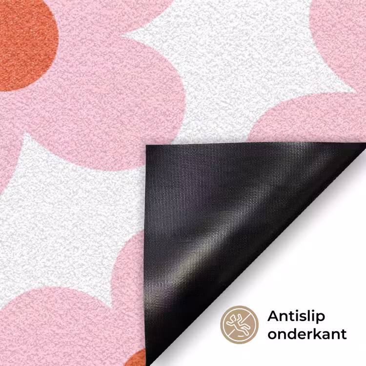 Bloemen - Patroon - Modern - Roze - Wit Deurmat klein -antislip_NL