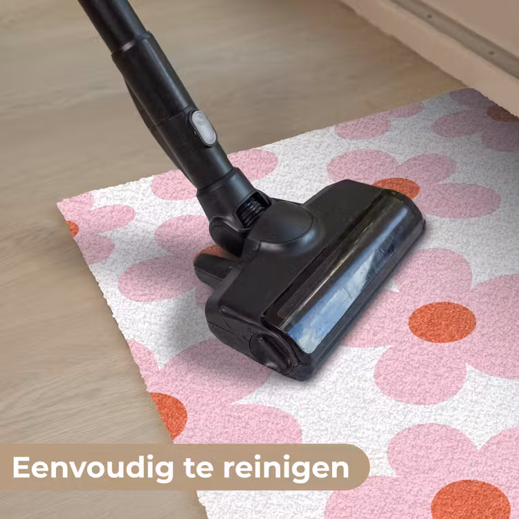 Bloemen - Patroon - Modern - Roze - Wit Deurmat klein -reinigen_NL