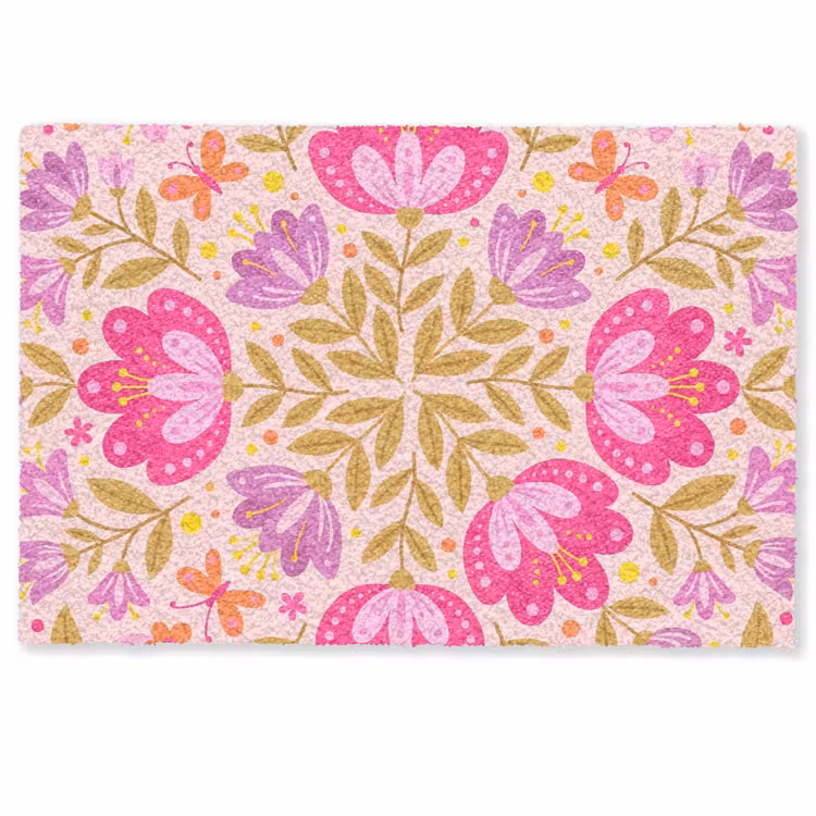 Bloemen - Patroon - Natuur - Abstract - Roze Deurmat klein -zkaufland3d