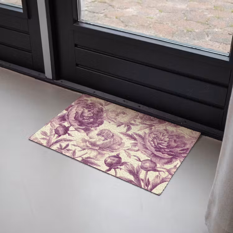 Bloemen - Patroon - Paars - Beige Deurmat klein -sfeer2
