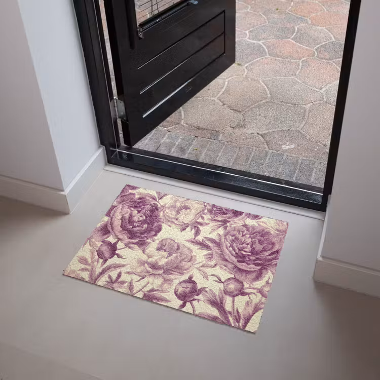 Bloemen - Patroon - Paars - Beige Deurmat klein -sfeer5