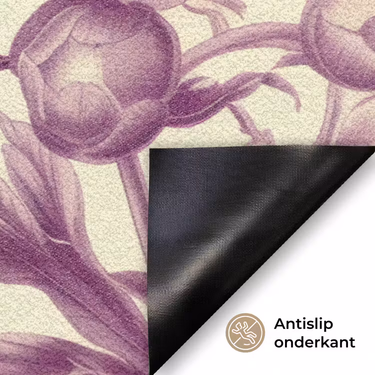 Bloemen - Patroon - Paars - Beige Deurmat klein -antislip_NL