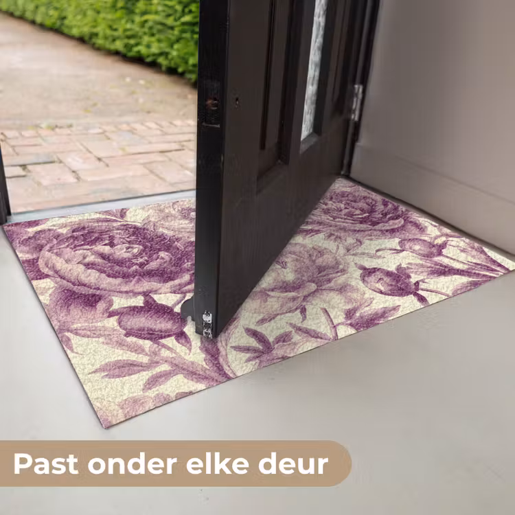 Bloemen - Patroon - Paars - Beige Deurmat klein -USP_NL