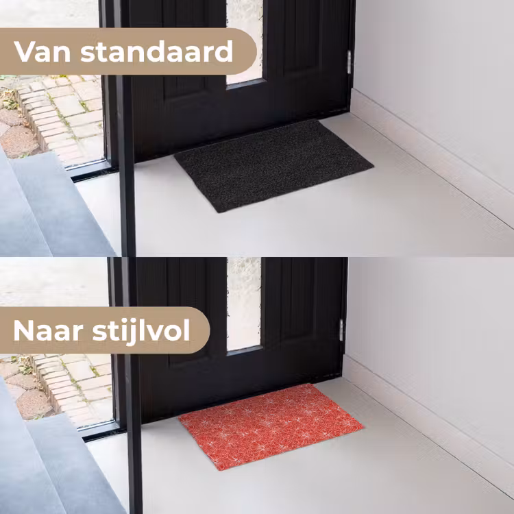Bloemen - Patroon - Rood Deurmat klein 898 -voor-na_NL