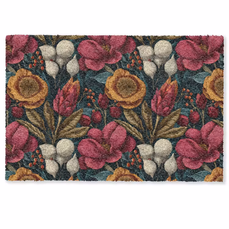 Bloemen - Patroon - Rood - Goud Deurmat klein 898 -zkaufland3d