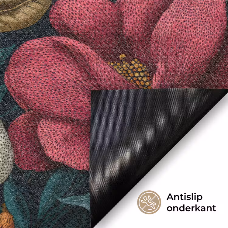 Bloemen - Patroon - Rood - Goud Deurmat klein 898 -antislip_NL