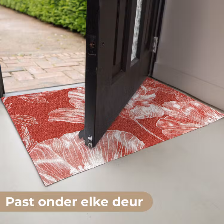 Bloemen - Patroon - Rood - Wit Deurmat klein -USP_NL